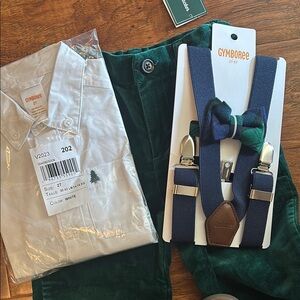 Green Corduroy Pants Outfit Set